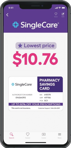 SingleCare drug price lookup tool